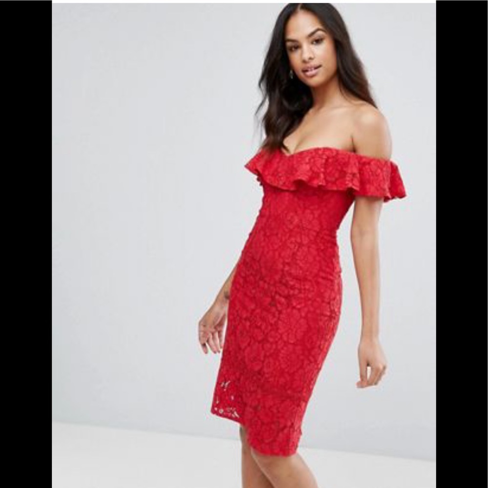 Little mistress lace pencil dress with frill overlay NWOT